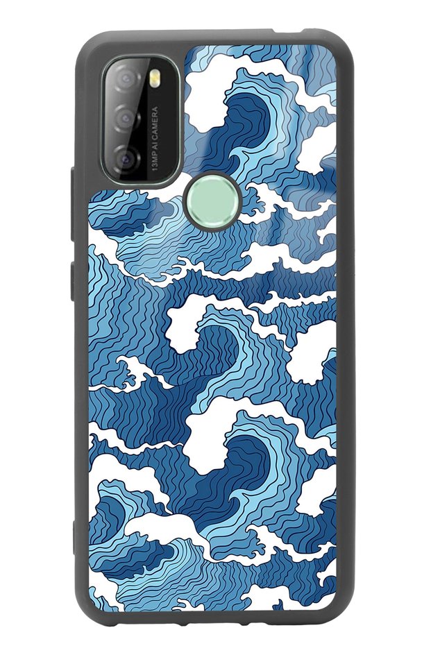 P13 Blue Max 128 حافظة هاتف لامعة بتصميم موجة زرقاء