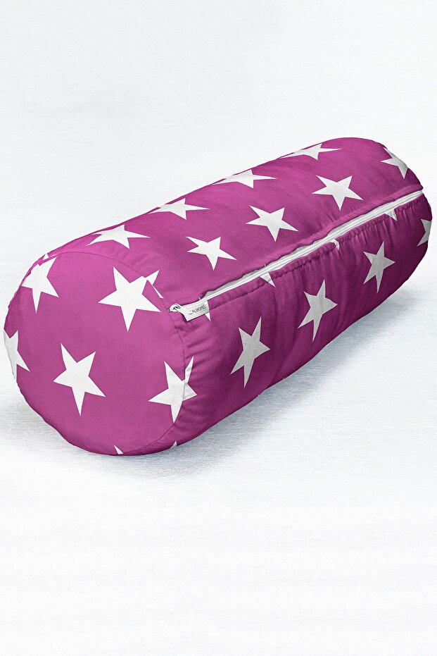 Modern Star Patterned Digital Printed Decorative Filled Soft Cylinder Form Pillow Throw Pillow