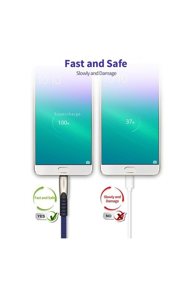 Metal Başlıklı Örgülü 1 M 3a Micro Usb Data & Hızlı Şarj Kablosu - 9