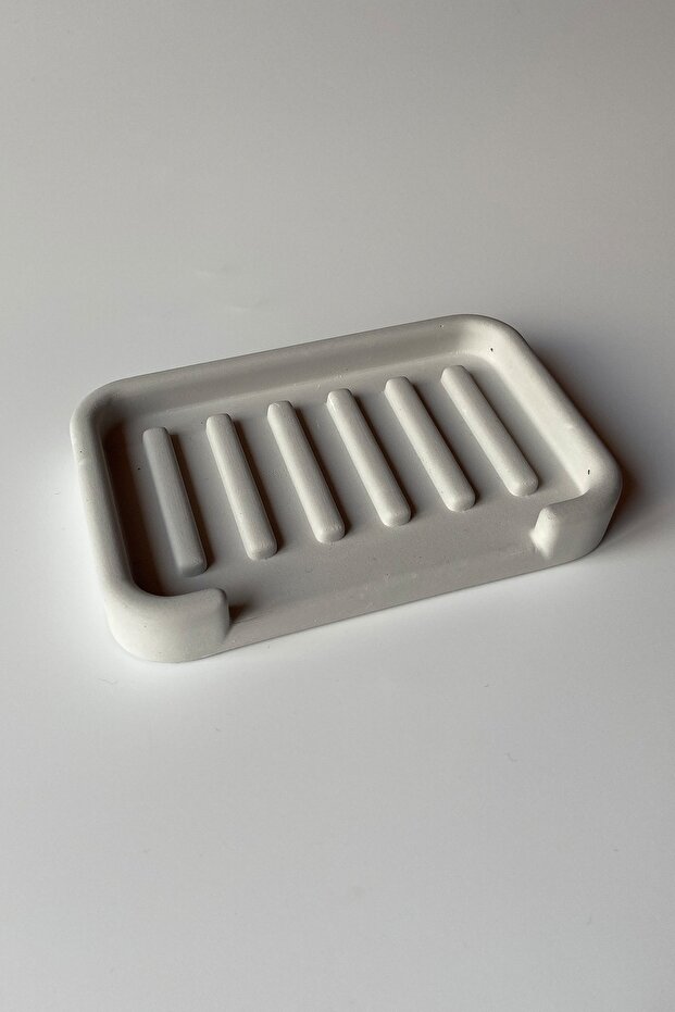 Striped Concrete Soap Dish Gray