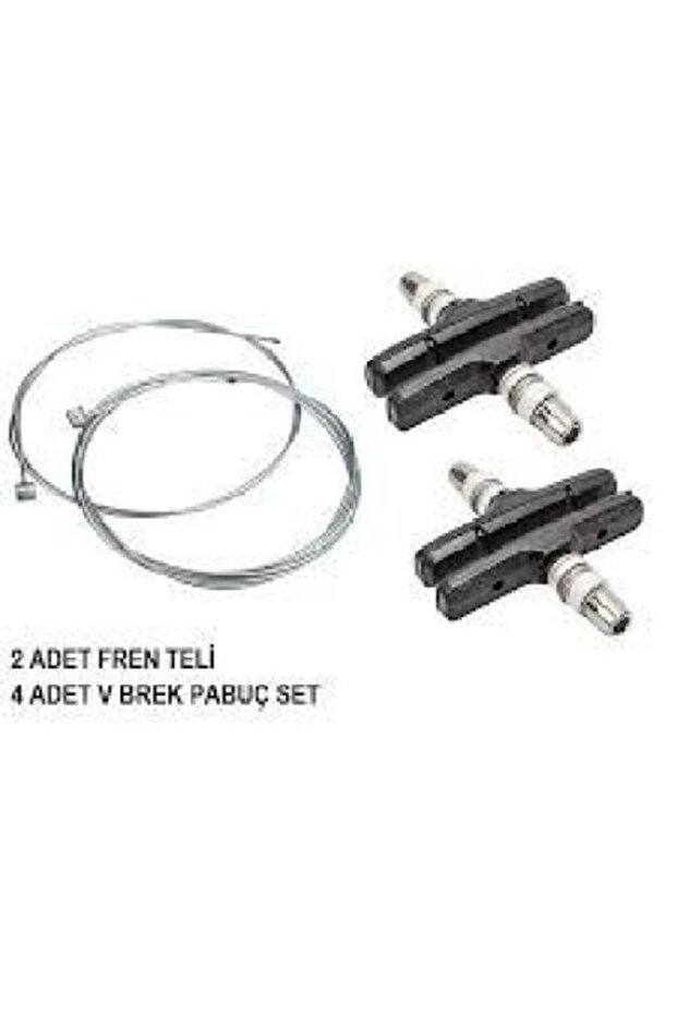Bisiklet Orijinal Fren Teli & Pabuç Seti 2 Adet 180 Cm Fren Teli 4 Adet Pabuç 72mm - 1