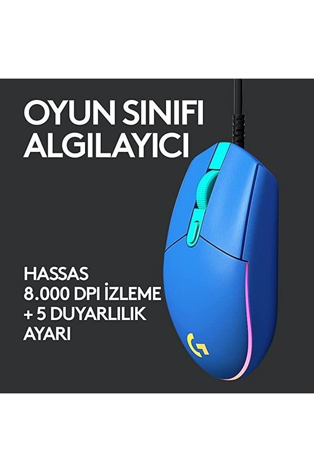G102 Mavi Lightsync Optik Kablolu Oyuncu Mouse + Oem Gaming Mouse Pad 40x30cm - 3