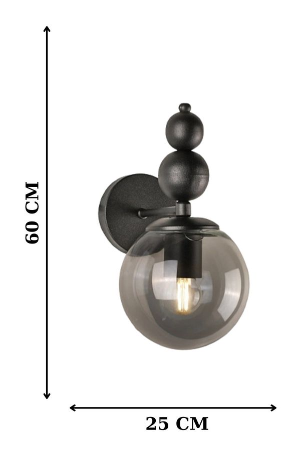 Venüs 2'li Aplik Siyah Model- Siyah Füme Cam- Modern Aplik - 4