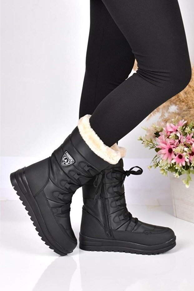 995 Dámské zimní boty z černé vlny s vnitřní termo podrážkou - 4