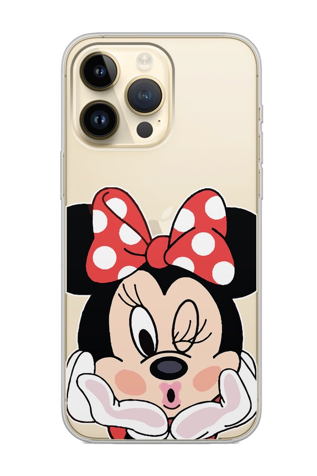 iPhone 14 Pro Minnie Mouse Design Transparent Silicone Phone Case