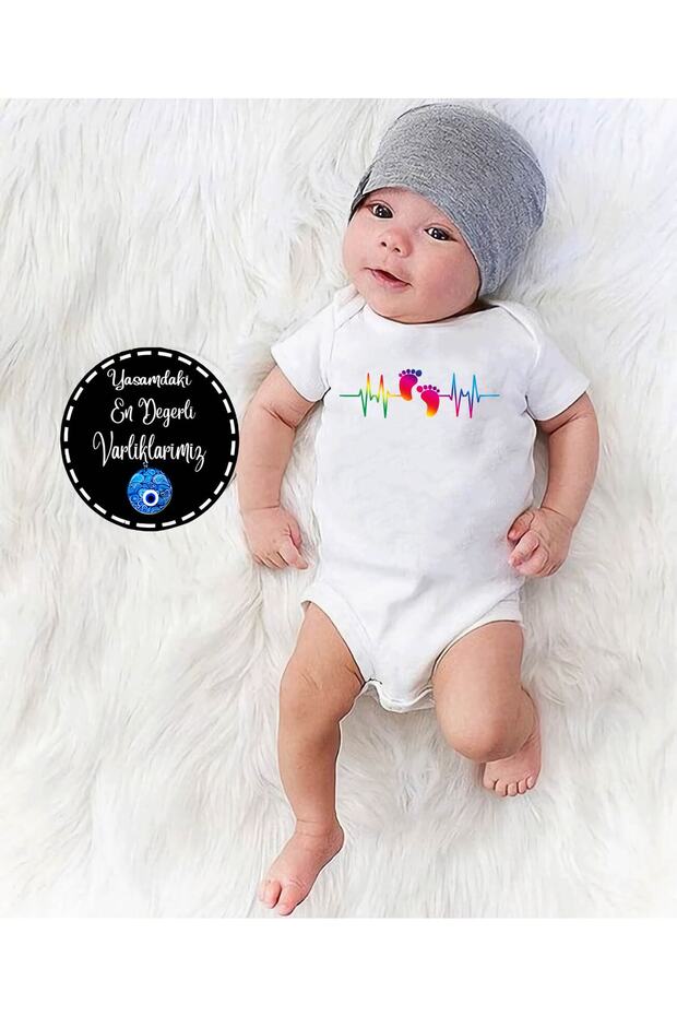 Heart-shaped Organic Printed Snap-Fastened Baby Bodysuit
