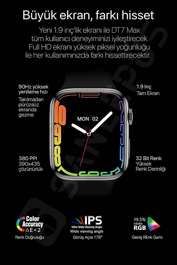 Dt7 Max Akıllı Saat Ios Ve Android Uyumlu Full Geniş Ekran Nfc Gps Orjinal Saat - 8