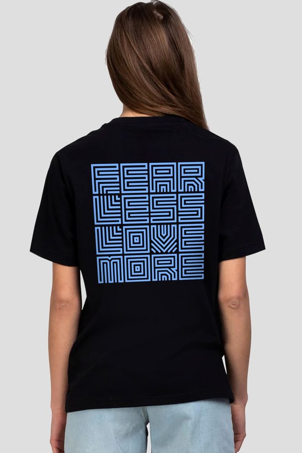 Love in the Square Black Short Sleeve Front and Back Printed Women's T-shirt