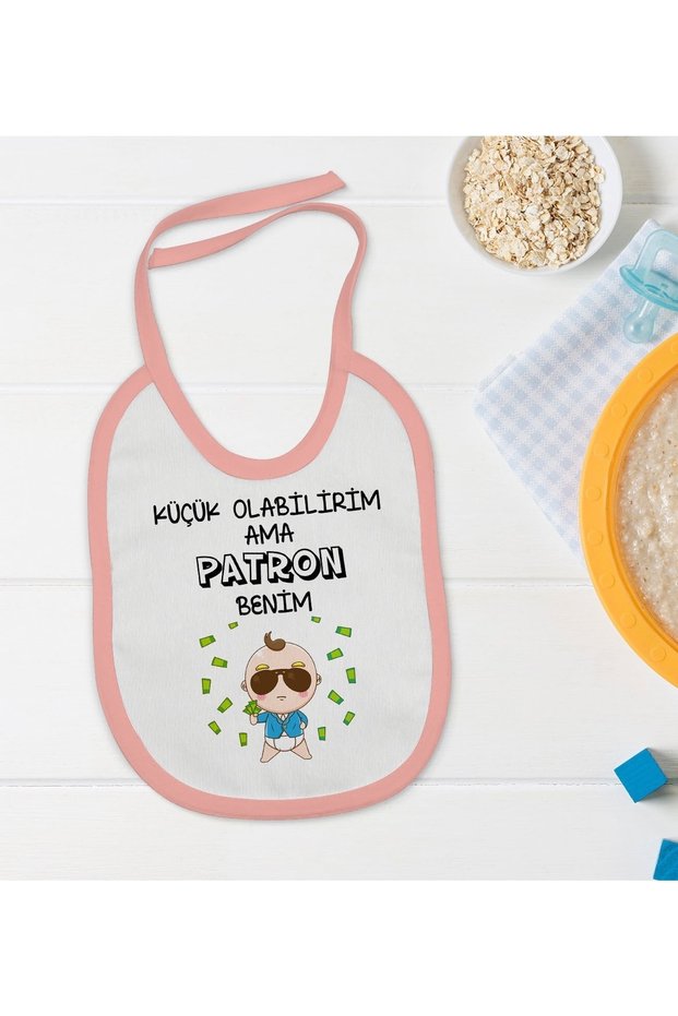 Kids Boss My Designed Pink Baby Food Bib-1
