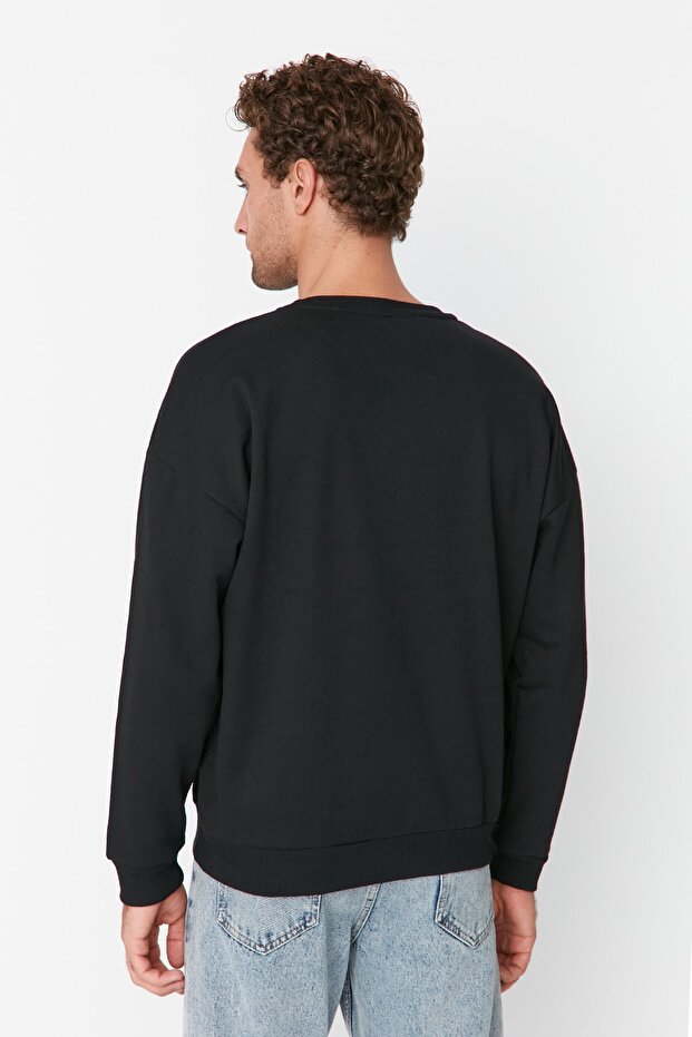 Bluza z polaru z haftem zwierzęcym w kolorze czarnym - Oversize, ciepła TMNAW23sw00191 - 5