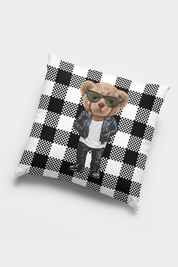 43x43cm Premium Thai Feather Woven Fabric Mr. Teddy Bear Double Sided Throw Pillow Pillow Case Krl894