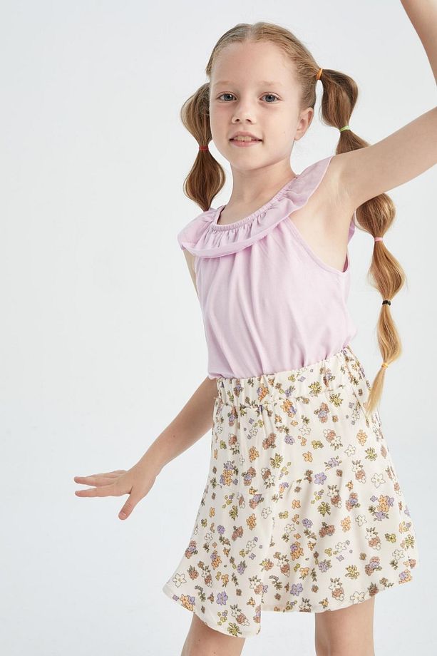 Kız Çocuk Regular Fit Volanlı Pamuklu Atlet - 3