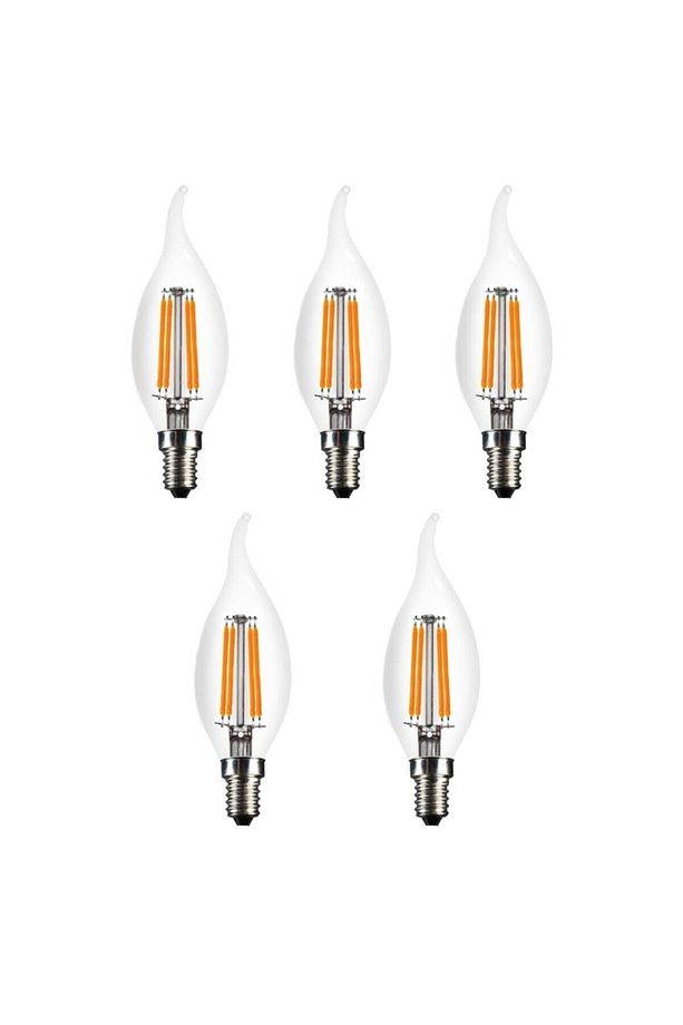 5'li Rustik Led Ampul 4w 3200k Dimmerli Kıvrık Mum Ampul E14 (GÜN İŞIĞI) - 1