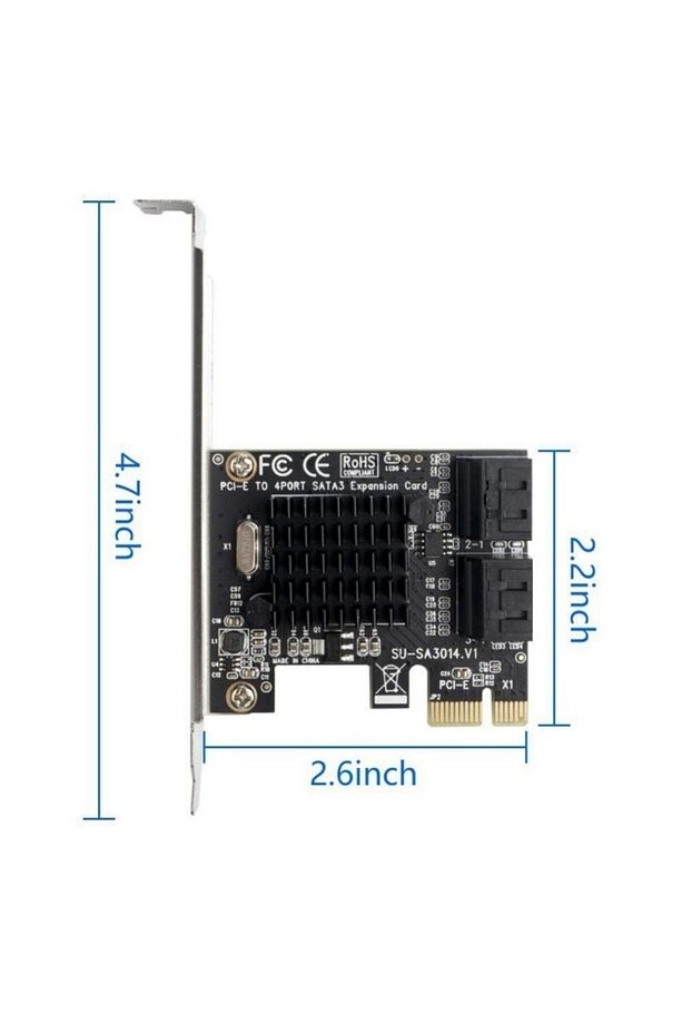 5075 Pci Express Pci-e 4 Port Sata 3.0 Hdd Ssd Girşi Çoklayıcı Kart Uyumlu - 4