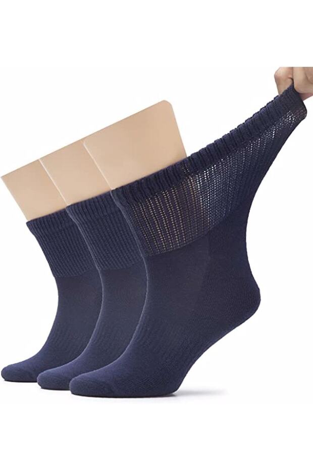 Unisex Cotton Combed Diabetic Elasticless and Anti-Odor Socks 3 Pieces