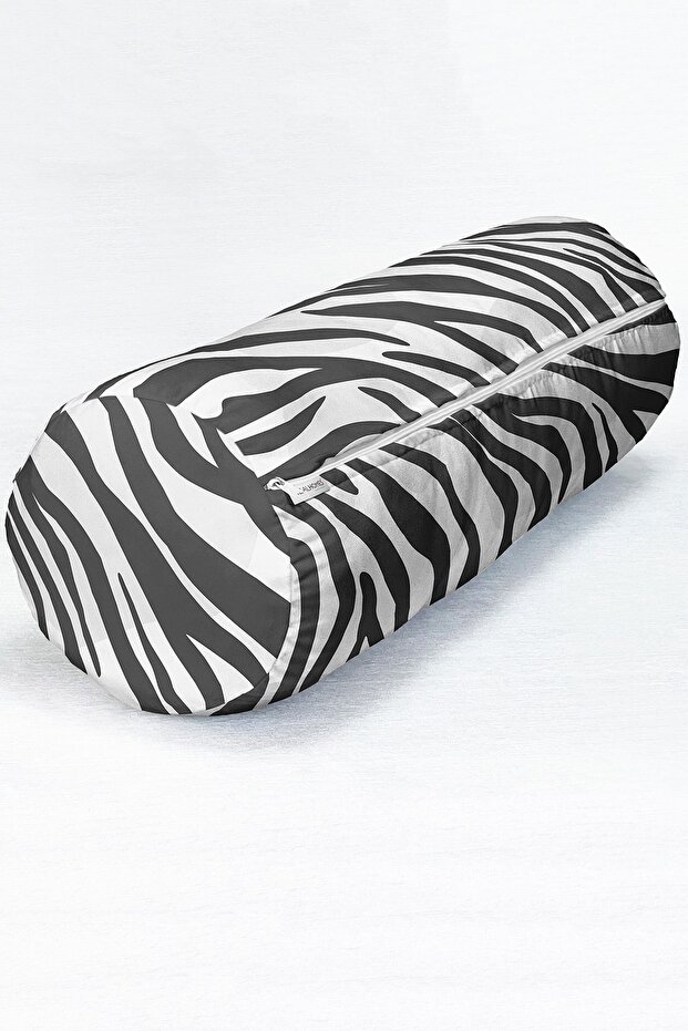 Soft Black and White Zebra Motif Digital Printed Multi-Purpose Cylinder Pillow with Inner Filling and Zipper