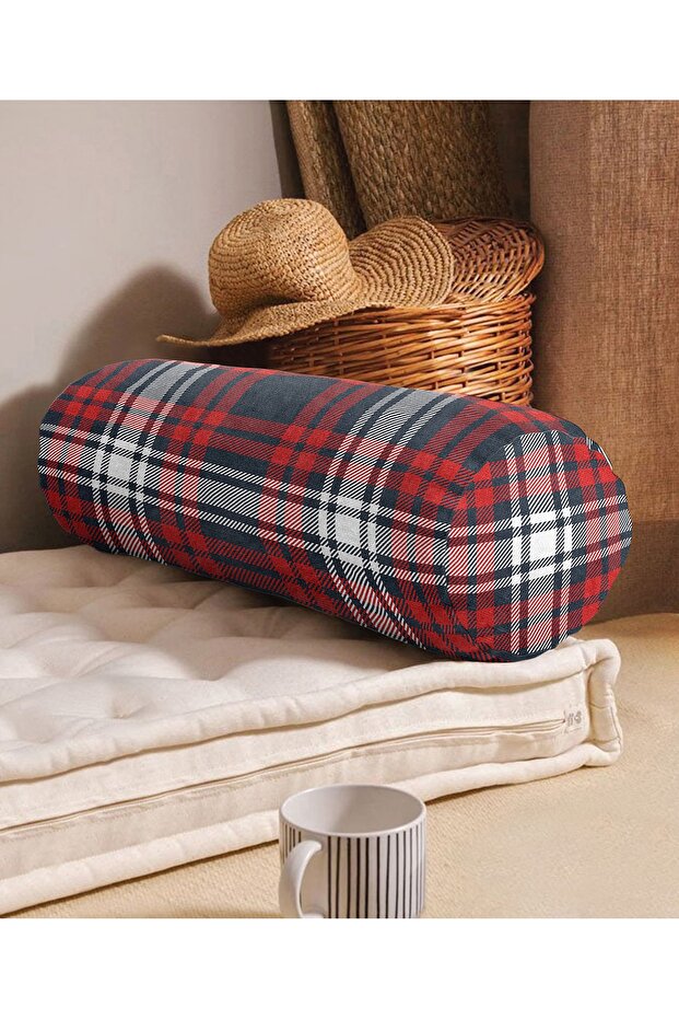 Modern Art Designed Digital Printed Inner Filled - Zippered Suede Armchair Cylinder Pillow Throw Pillow