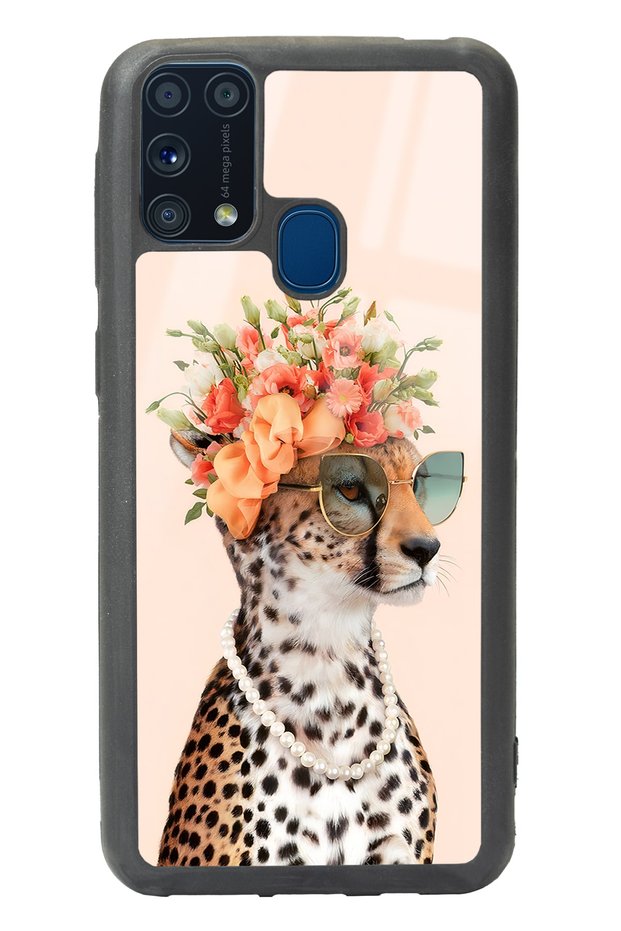 Samsung M-31 Influencer Glossy Phone Case with Leopard Cat Design