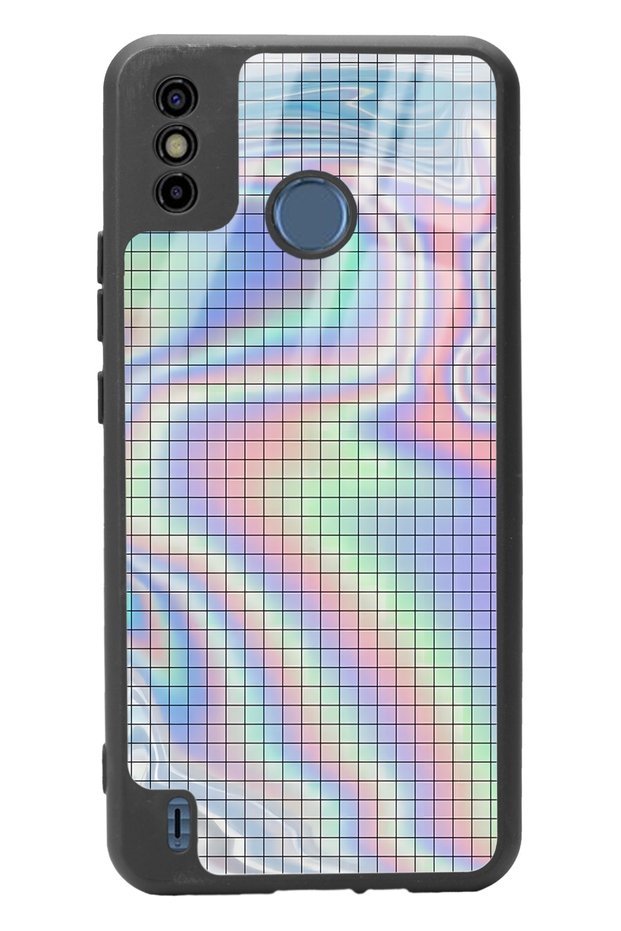 Tecno Spark 6 Go Neon Checkerboard Design Glossy Phone Case