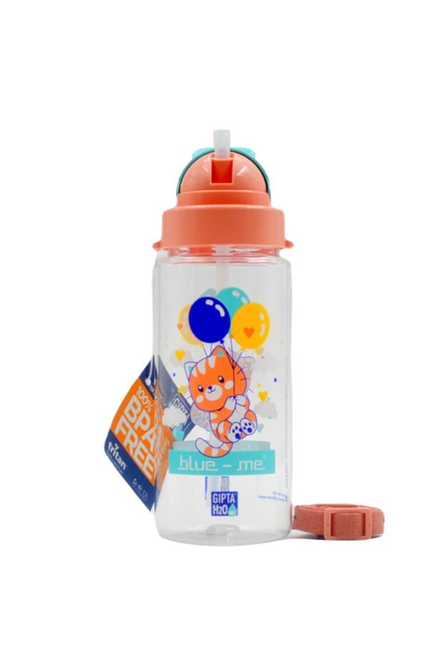 Blue Me Tritan 500 Ml Cat Patterned Flask with Straw - 1