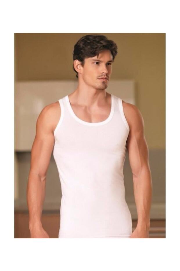 مجموعة من 12 قميص داخلي رجالي أبيض 100% قطن