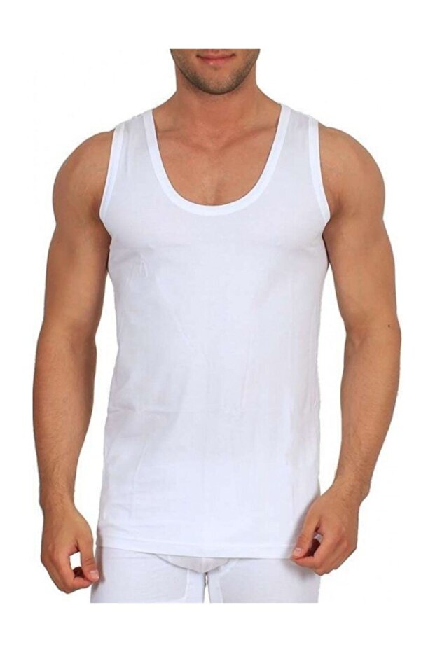 12 Pieces Combed Cotton Strappy Men's Undershirt White