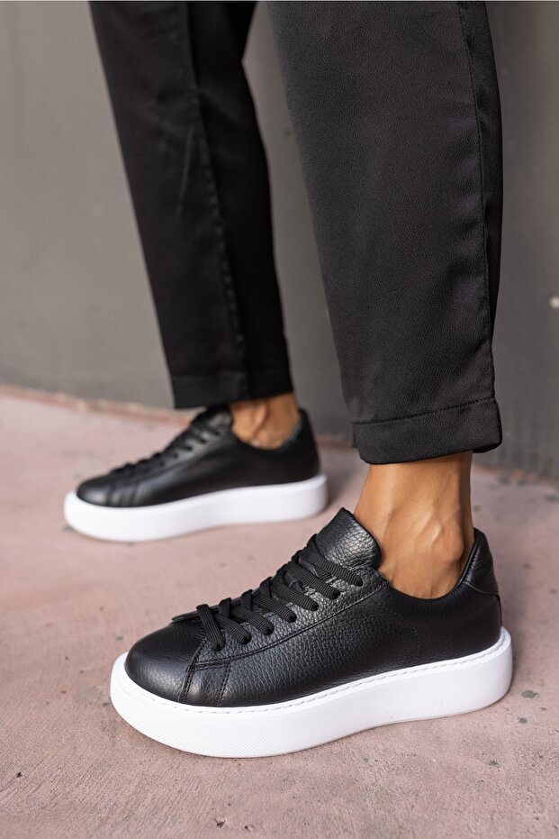 Angelo Women's Black Genuine Leather Eva Sole Sneakers