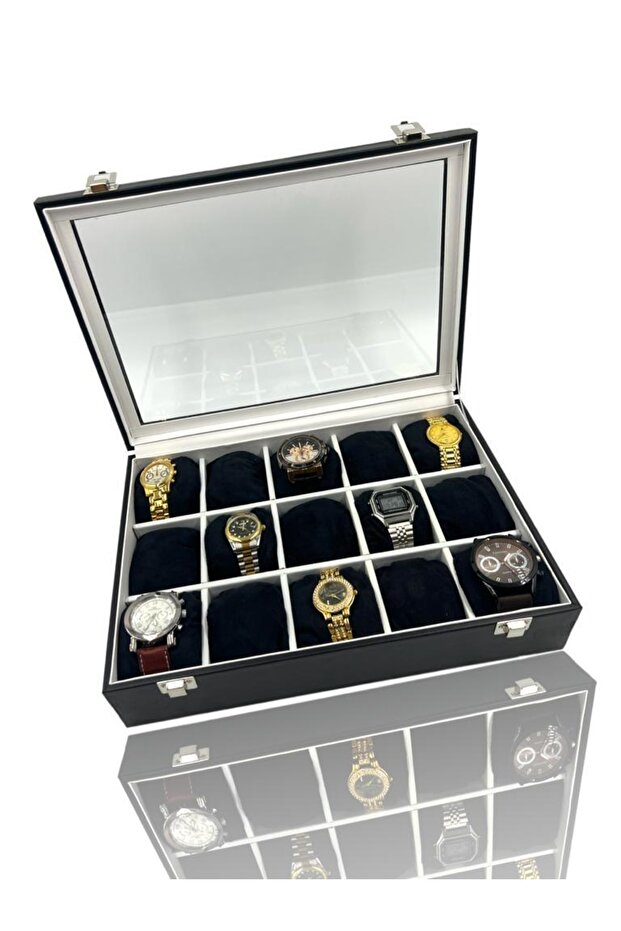 Richbox 15-Piece Watch Box Black/white Decorative Corner Protected