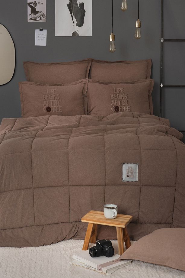 Motto Cotton Comfort Çift Kişilik Kahve - 1