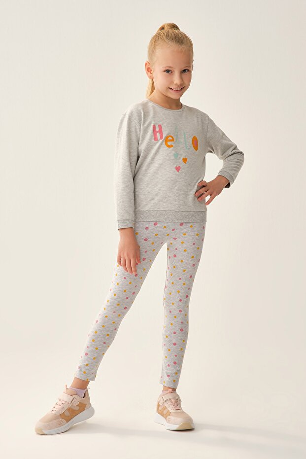 طماق مطبوعة باللون الرمادي - 1