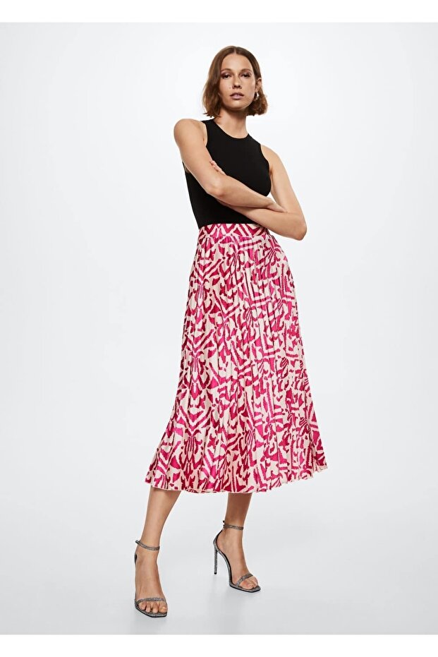 Desenli Pilili Etek - 13