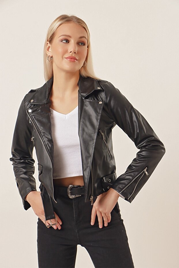 3 Fermuar Deri Ceket - 4