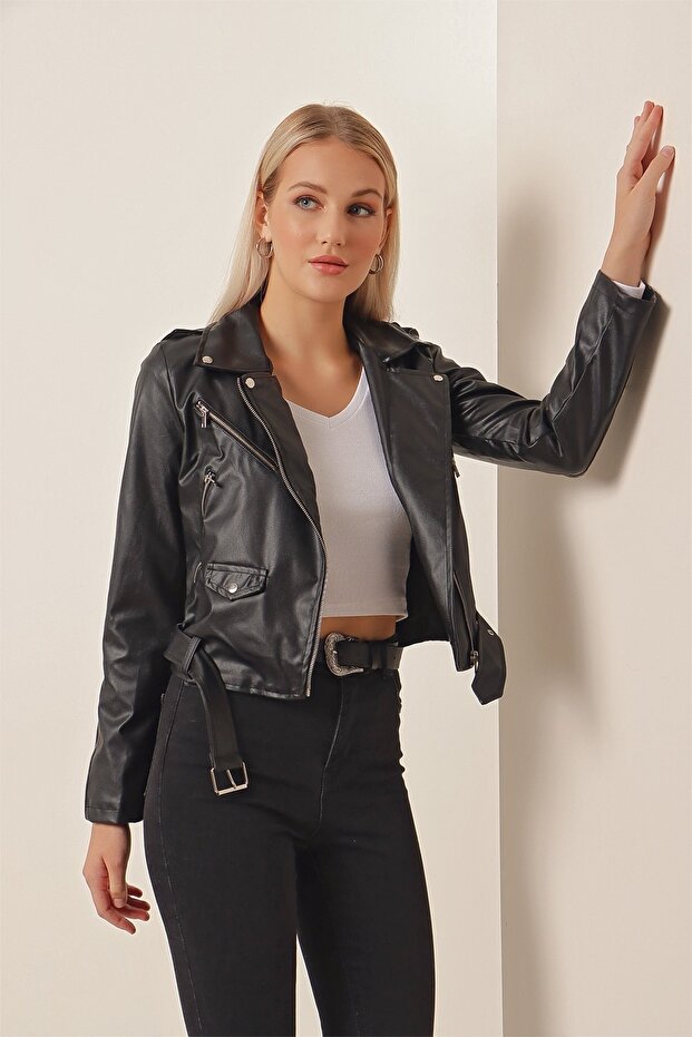 3 Fermuar Deri Ceket - 5