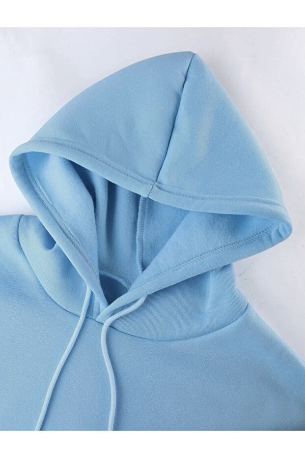 سويت شيرت أساسي بغطاء للرأس للجنسين كبير الحجم بثلاثة خيوط سميكة 100% قطن - 3