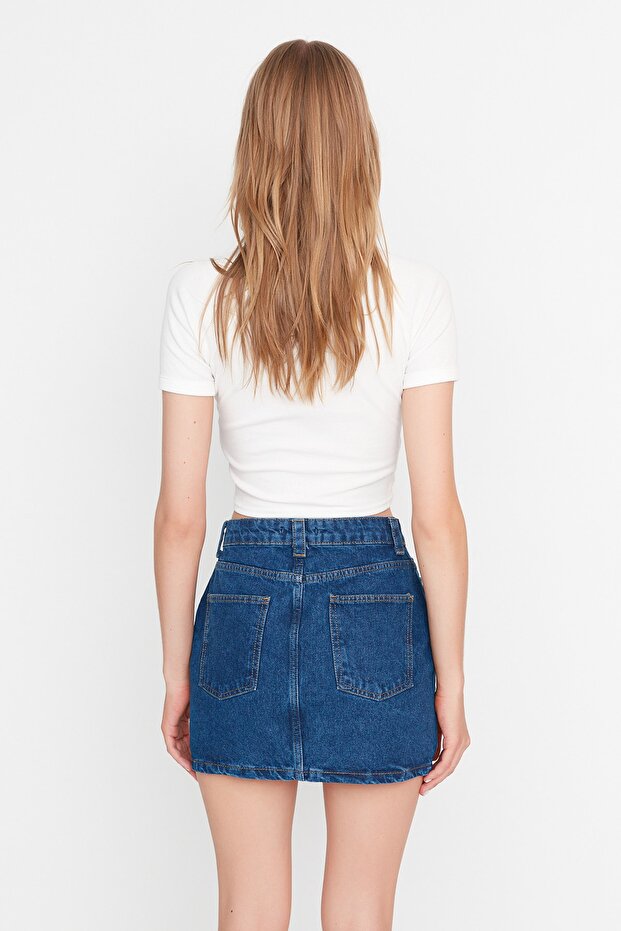Blue More Sustainable Mini Denim Skirt TWOAW23ET00347 - 7