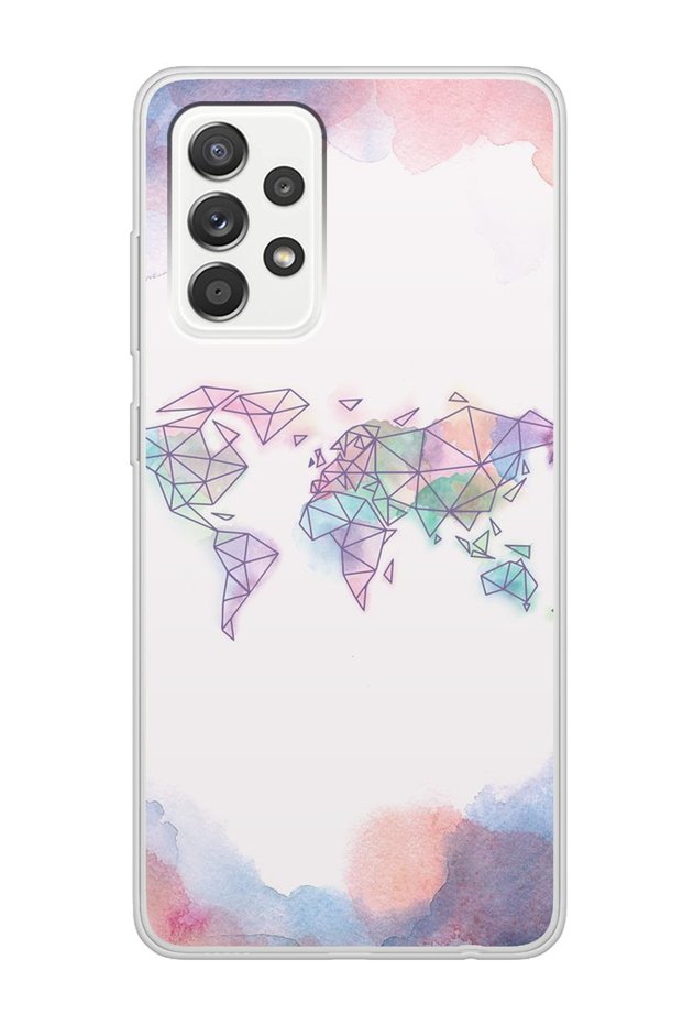 Transparent Silicone Phone Case for Samsung A23 Rainbow Map Design