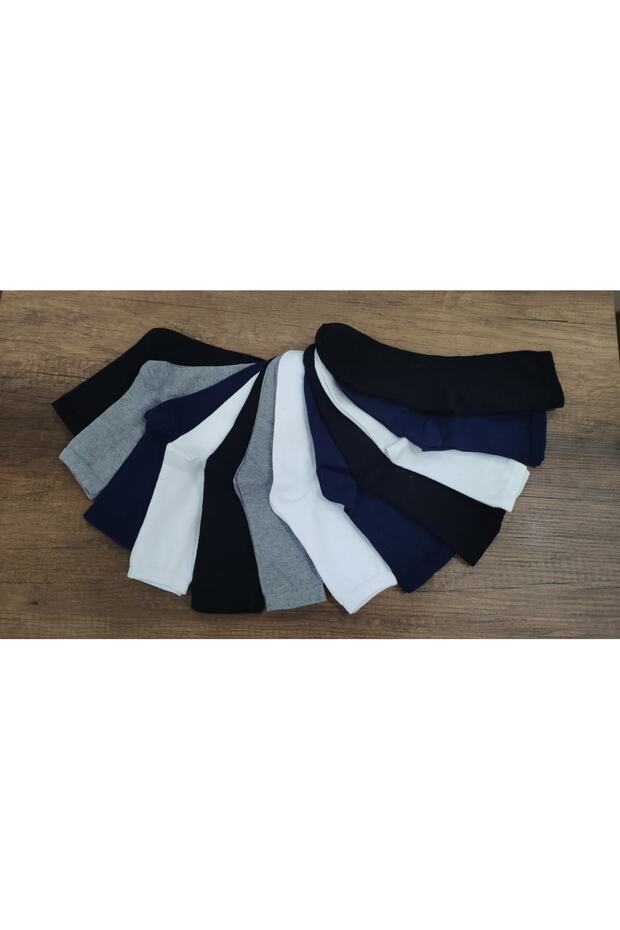 Children's School Socks Plain Socks Mixed Color 12 Pairs Cotton