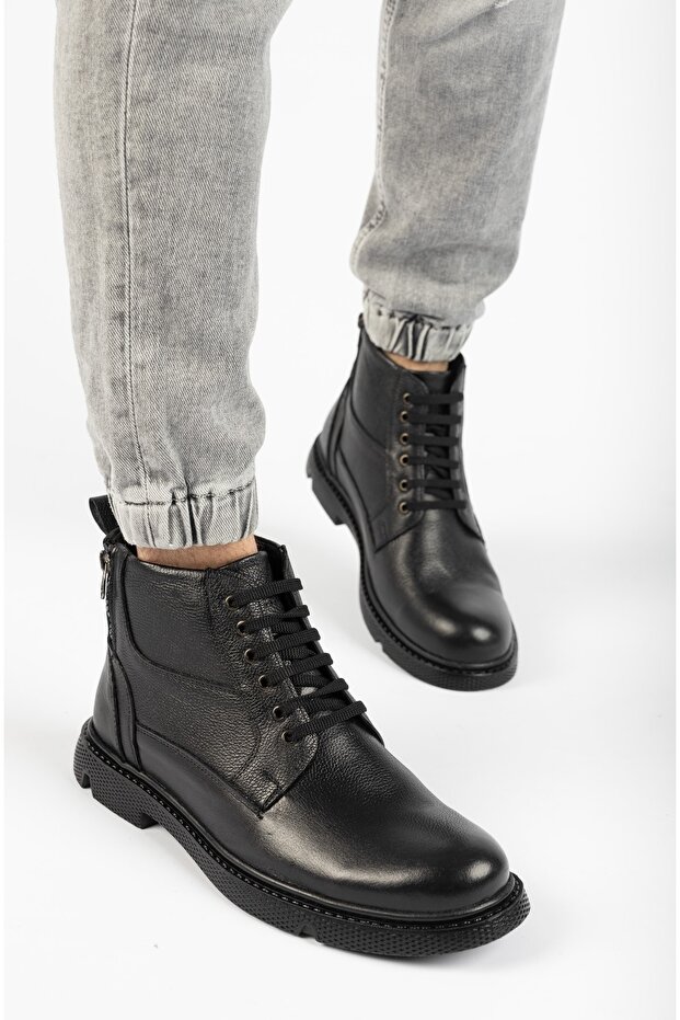 Hakiki Deri Siyah Erkek Deri Bot Mrd15-0505 - 1