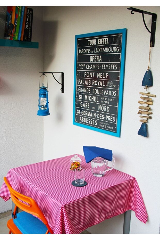 مفرش طاولة من القماش القطني الوردي - 4