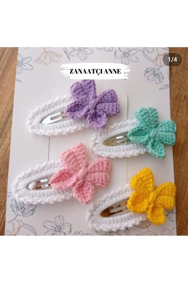 Set of 4 Amigurumi Handmade Multiple Bow Knitted Buckle Girls
