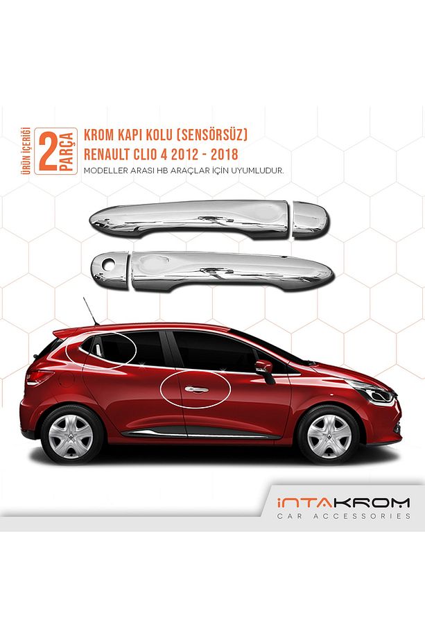 Renault Clio 4 Krom Ön Kapı Kolu 2 Parça 2012 Ve Üzeri Sensörsüz - 1