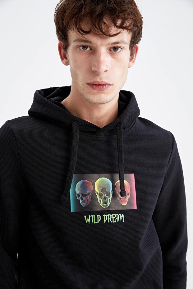 Slim Fit Kapüşonlu Sweatshirt - 4
