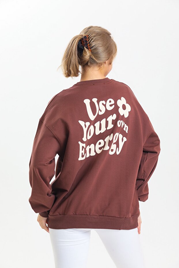 Crew Neck Sweatshirt with Back Print Detail