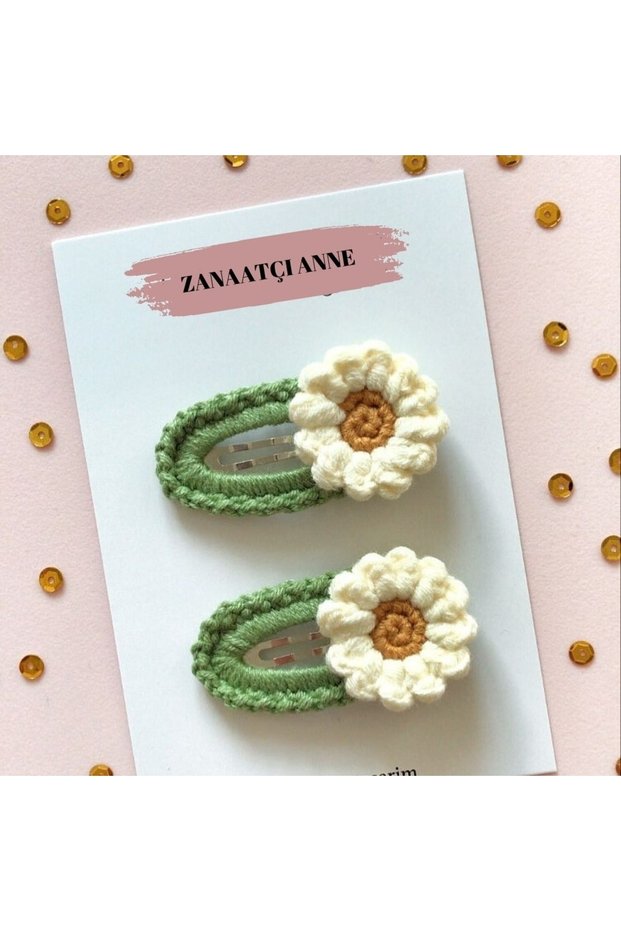 2-Piece Knitted Amigurumi Sunflower Snap Fasten Girls' Buckle Set