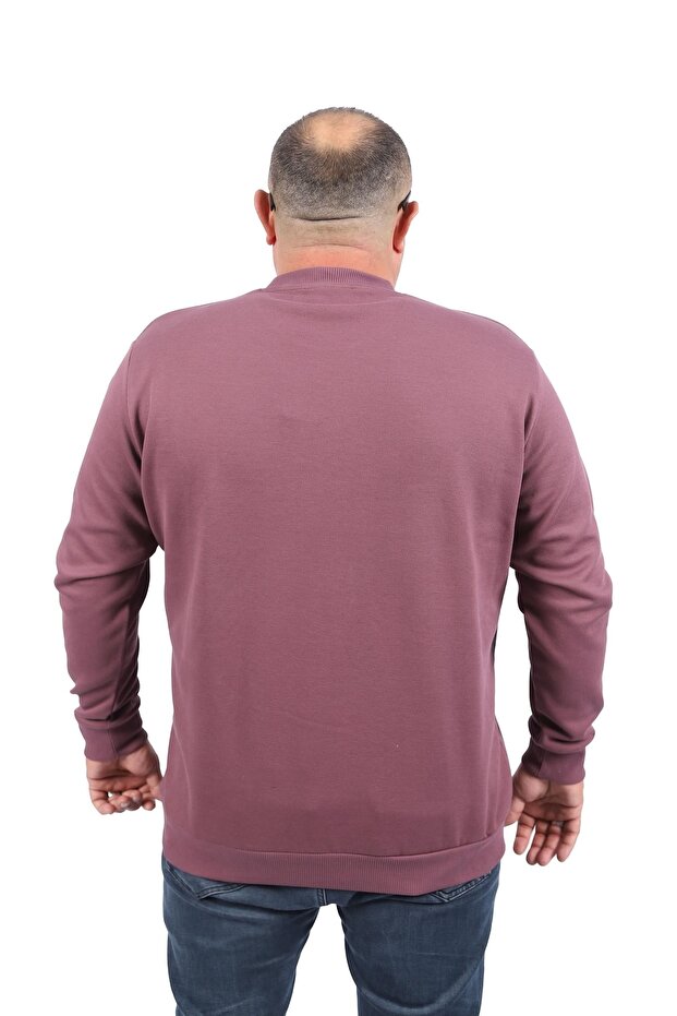 Large Size V-Neck Double Face Basic 22720-lıla - 3