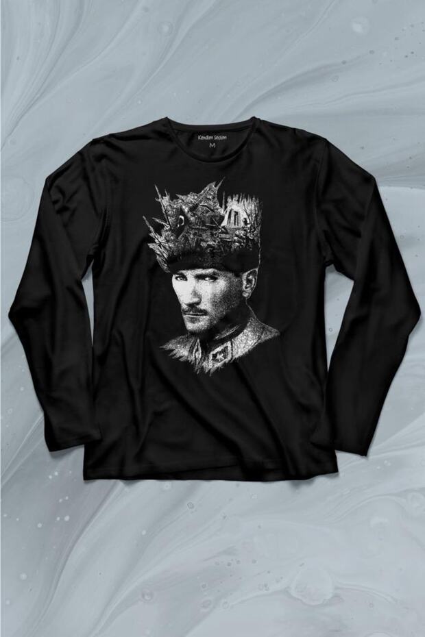 Atatürk Çanakkale Silhouette Typography Mustafa Kemal Republic Long Sleeve T-Shirt Printed T-shirt