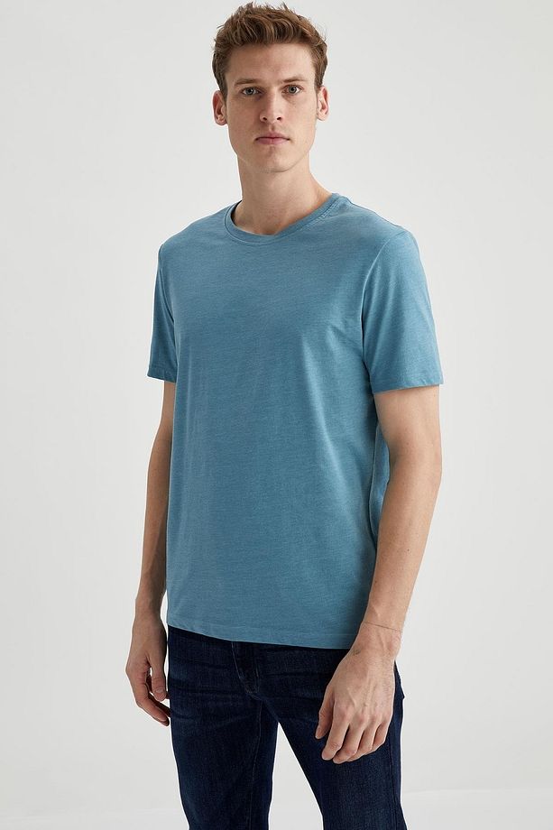 Regular Fit Bisiklet Yaka Basic Pamuklu Penye Tişört - 9