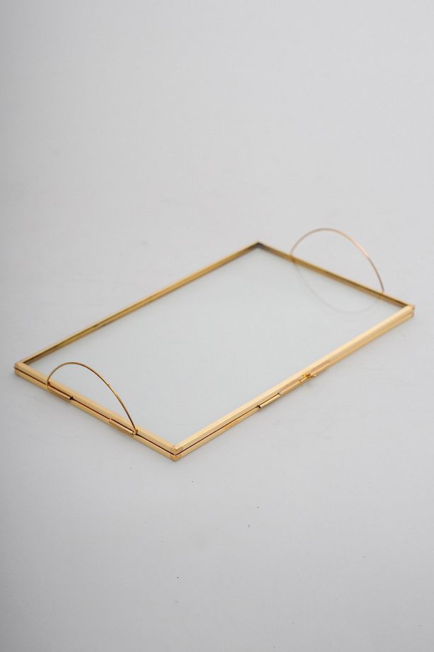 25x15cm Pirinç Gold Kapaklı Cam Söz Nişan Servis Mutfak Yüzük Sunum Tepsi Damat Kahvesi Organizasyon - 5