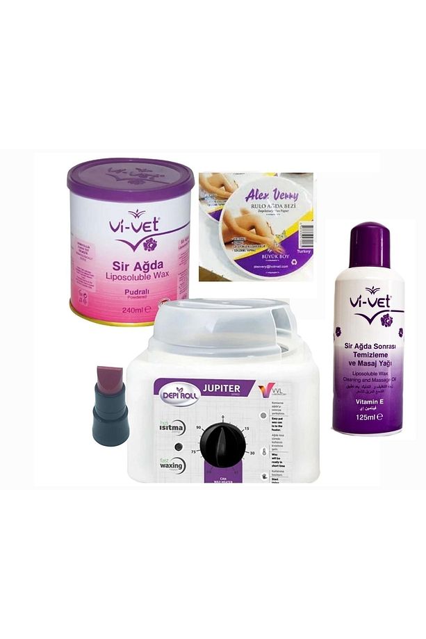 Pudralı Konserve Sir Ağda Seti 240ml - Profesyonel Depirol Ağda Isıtıcı Makinesi 4 Parça - 1