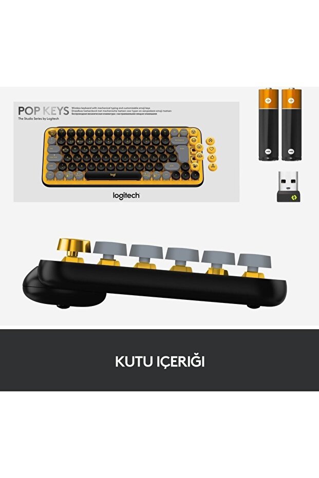 Pop Keys Blast Özelleştirilebilir Emoji Tuşlu Mekanik Kablosuz Klavye - Sarı&siyah - 8
